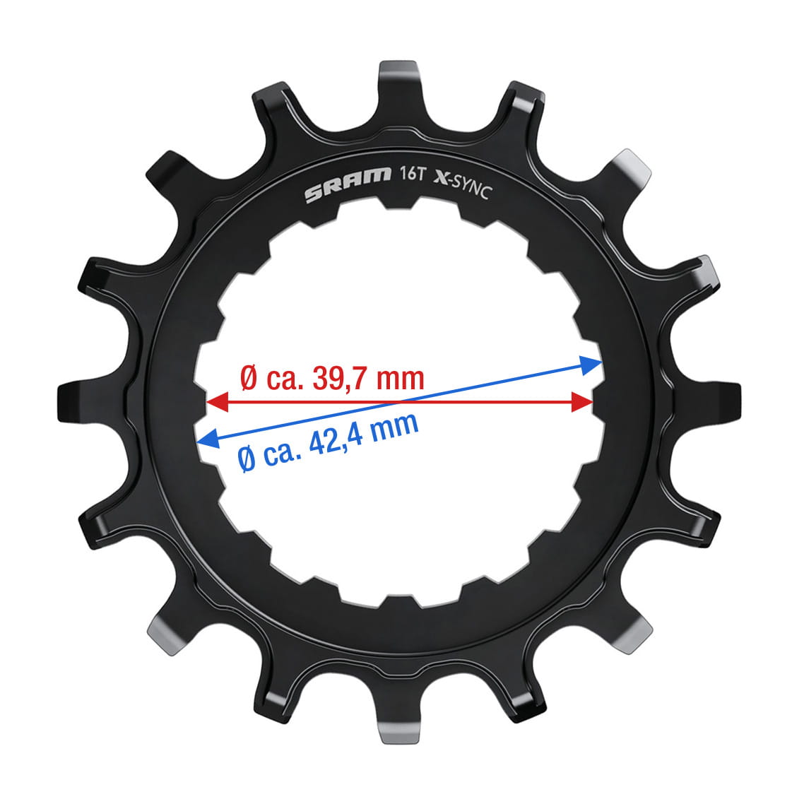 sram-ex1-x-sync-kettenblatt-bosch-e-bike-antrieb-16t-skizze SRAM EX1 X-Sync E-Bike Kettenblatt / Ritzel for Bosch 14/16/18 Teeth