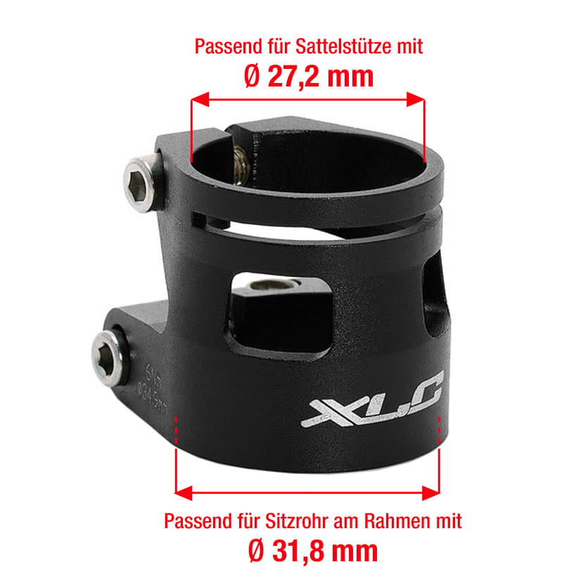 XLC PC-B04 Sattelklemme mit Doppelklemmring für Sattelstütze Schwarz