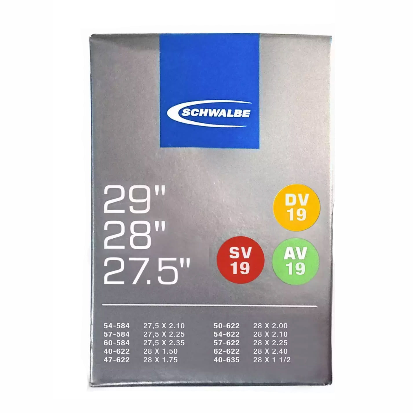 Schwalbe Bicycle Tube 27,5 / 28 / 29" - AV19, DV19, SV19 Schwalbe Bicycle Tube 27,5 / 28 / 29" - AV19, DV19, SV19