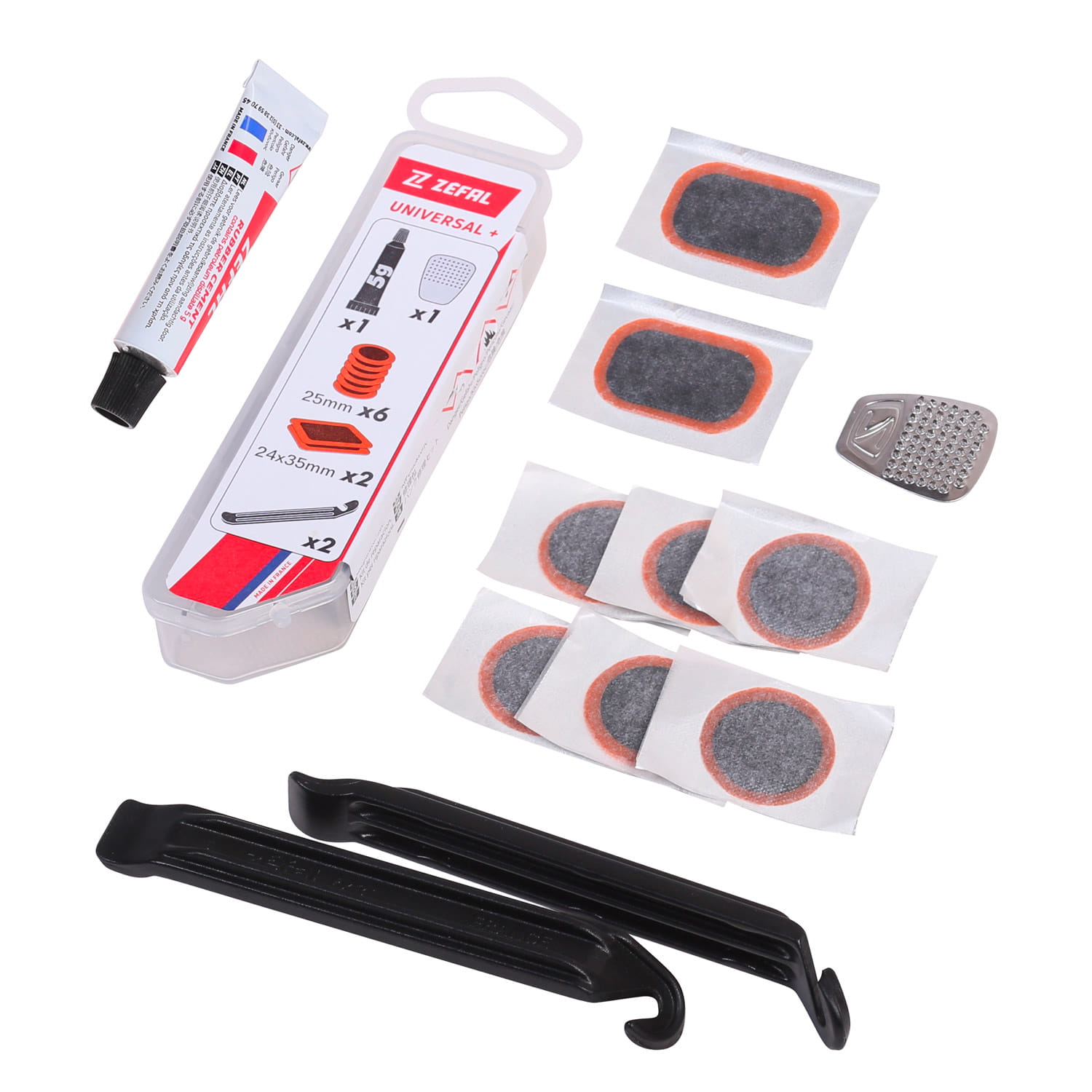 zefal-flickset-universal-plus-flickzeug Zefal Repair Kit Universal+ Bike Flickset Reifen Reparatur Set