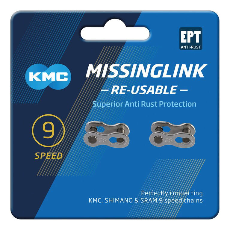 KMC MissingLink 9R EPT Silver Chain Lock reusable 9-speed (2 Stück)
