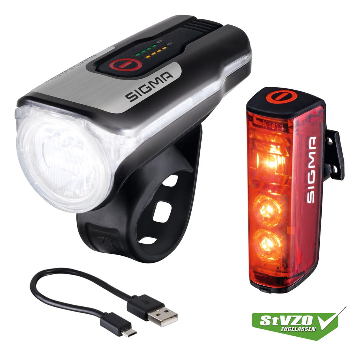sigma-aura-80-usb-frontleuchte-set-blaze-ruecklicht Sigma AURA 80 LED Fahrradlicht und Rücklicht Blaze mit USB