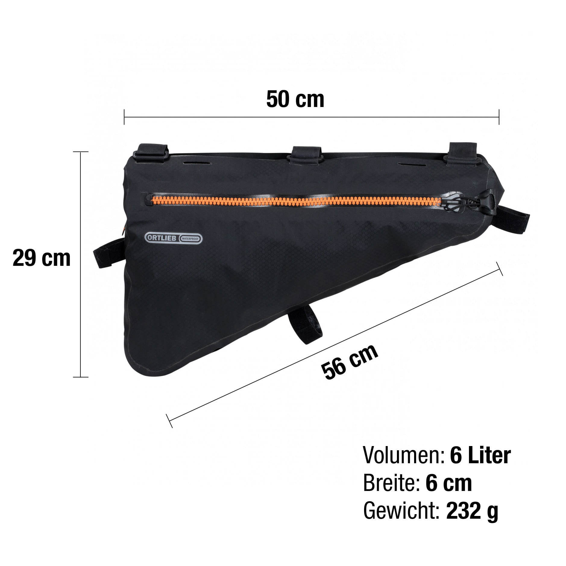 Ortlieb Frame-Pack Rahmentasche 6L black matt (50 cm)