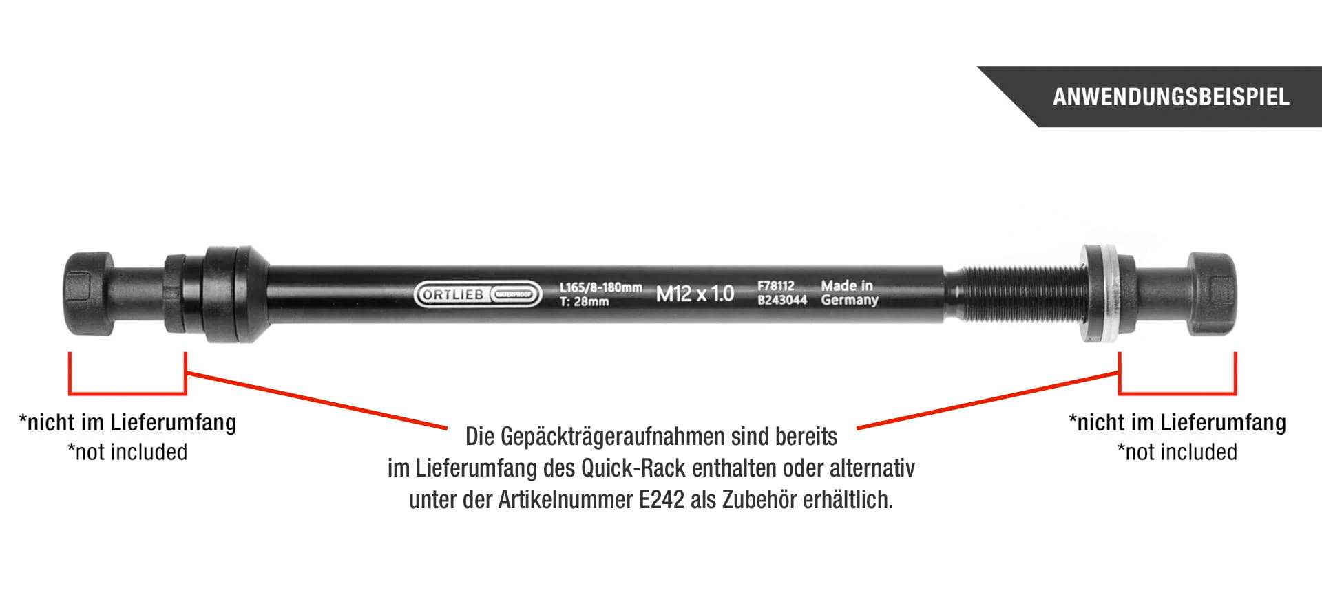 Ortlieb Thru Axle M6 Connector Montagebeispiel