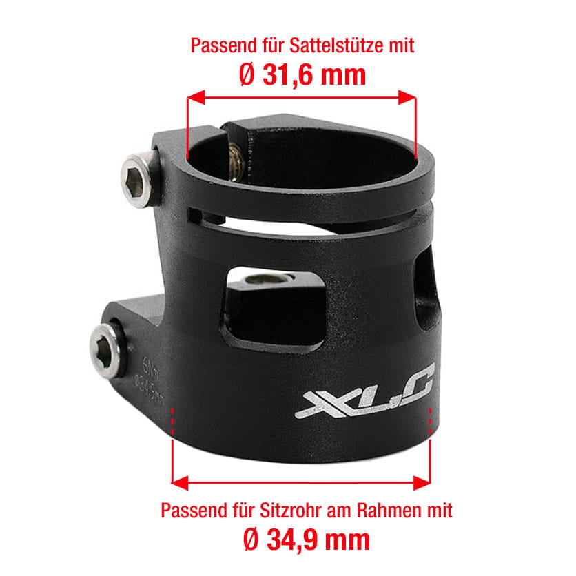 XLC PC-B04 Sattelklemme mit Doppelklemmring für Sattelstütze Schwarz