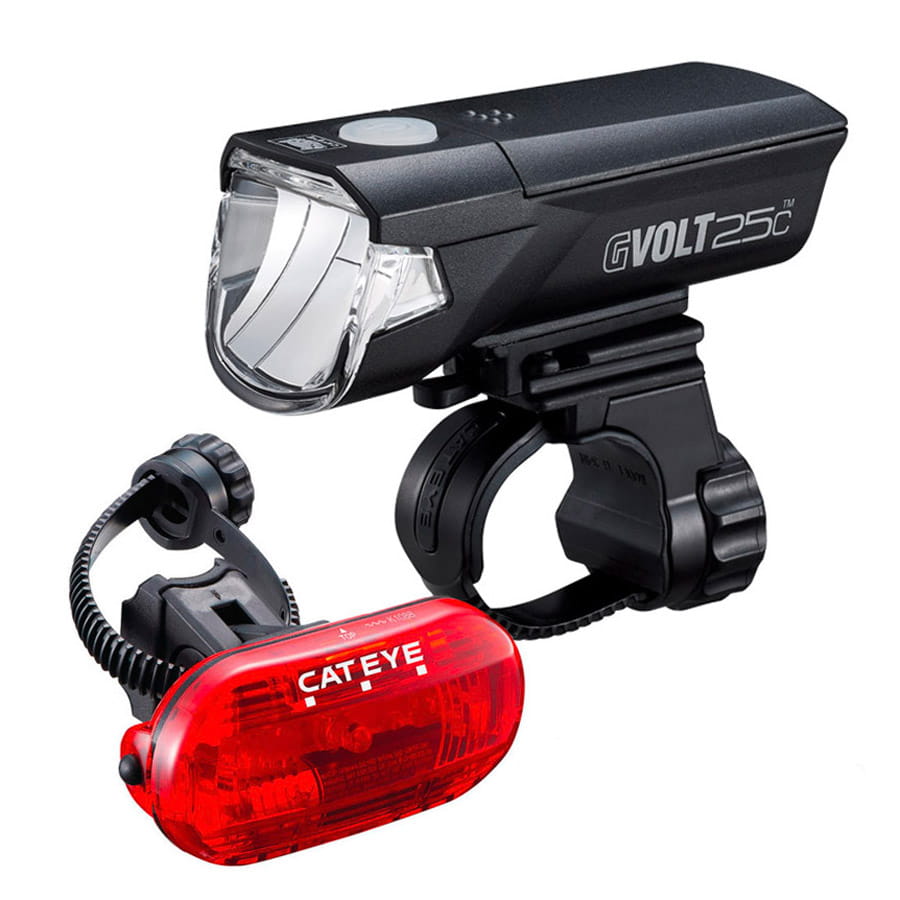 Cateye Gvolt 25c LED Bike Light Set with Rear Light Omni 3G