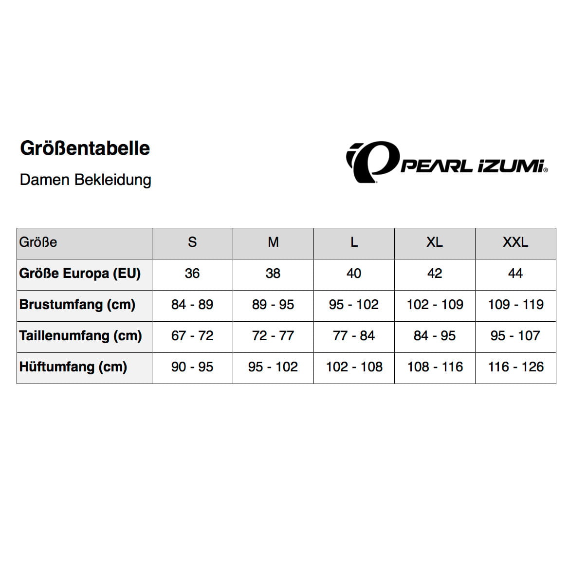 pearl-izumi-groessentabelle-damen-bekleidung