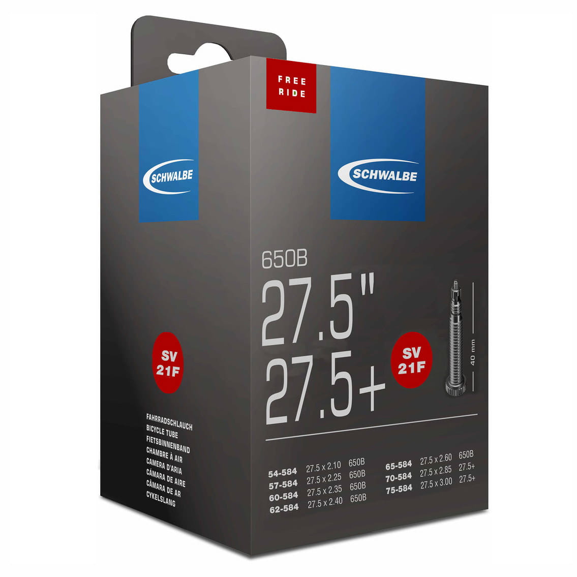 Schwalbe Schlauch SV21F für 27.5" Freeride Schwalbe Schlauch SV21F für 27.5" Freeride