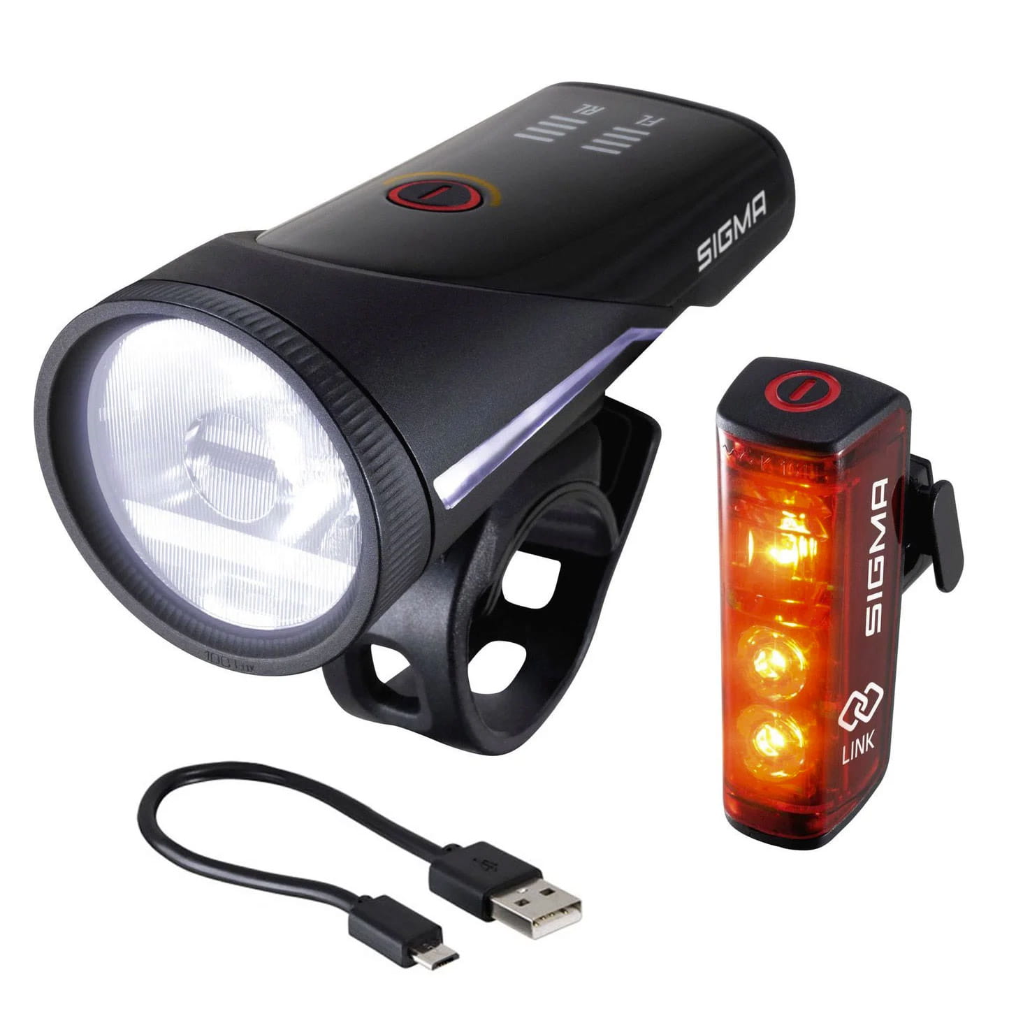 Sigma AURA 100 LED Bike Light and Rear Light Blaze Link with USB