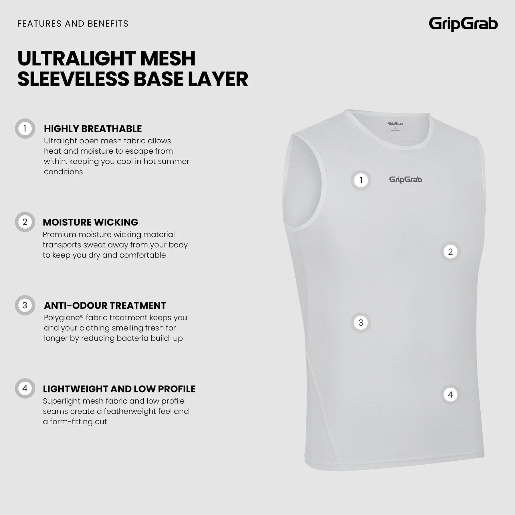 GripGrab Ultralight Mesh Ärmelloses Unterhemd