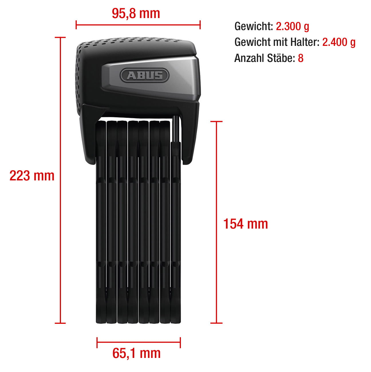 ABUS Bordo 6500A SmartX 110 cm SH Folding Lock RC with Remote