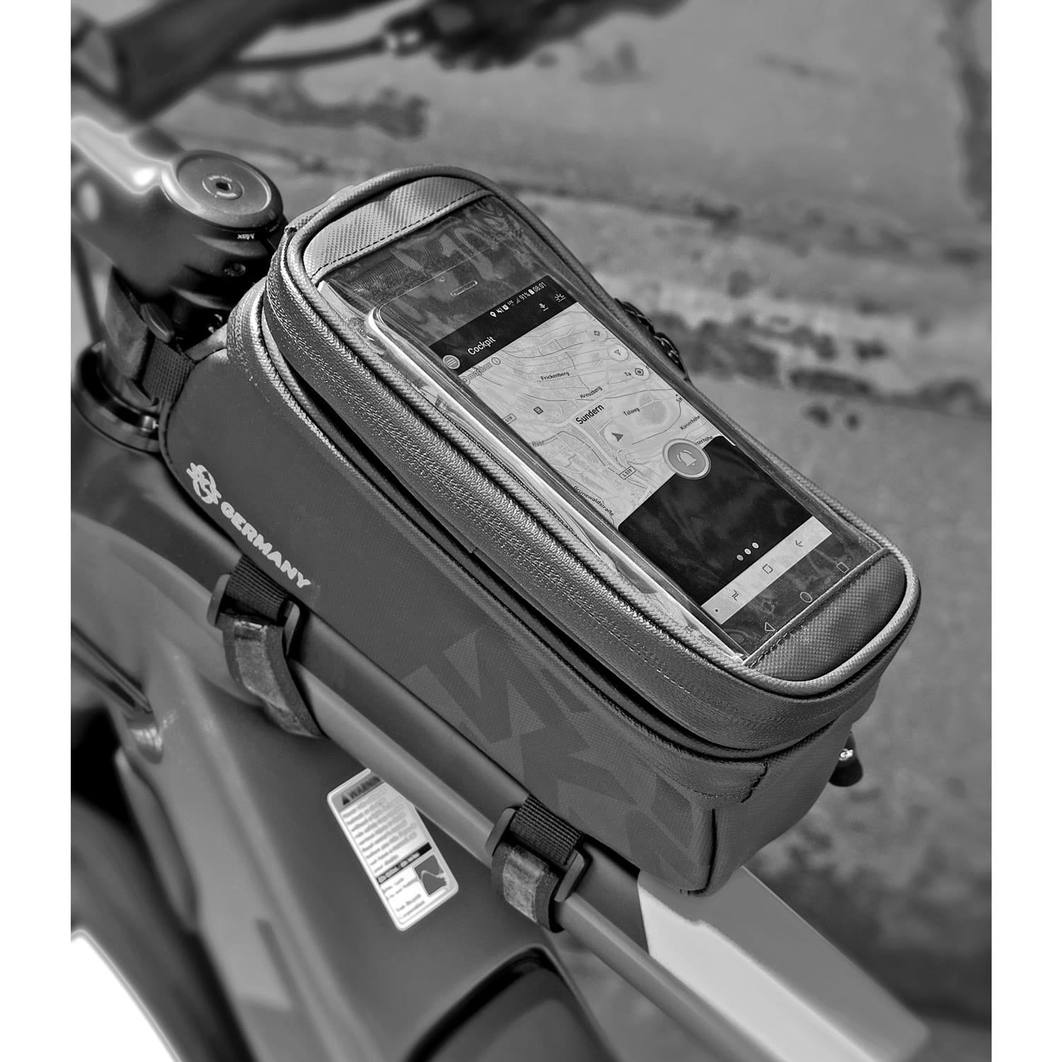 SKS Explorer Smart Oberrohrtasche mit Smartphone-Fach Schwarz 1.36L