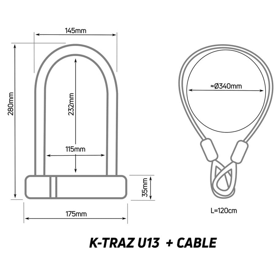 Zefal K-Traz U13 Cable Bügelschloss 230 mm, ø 13 mm + Schlaufenkabel