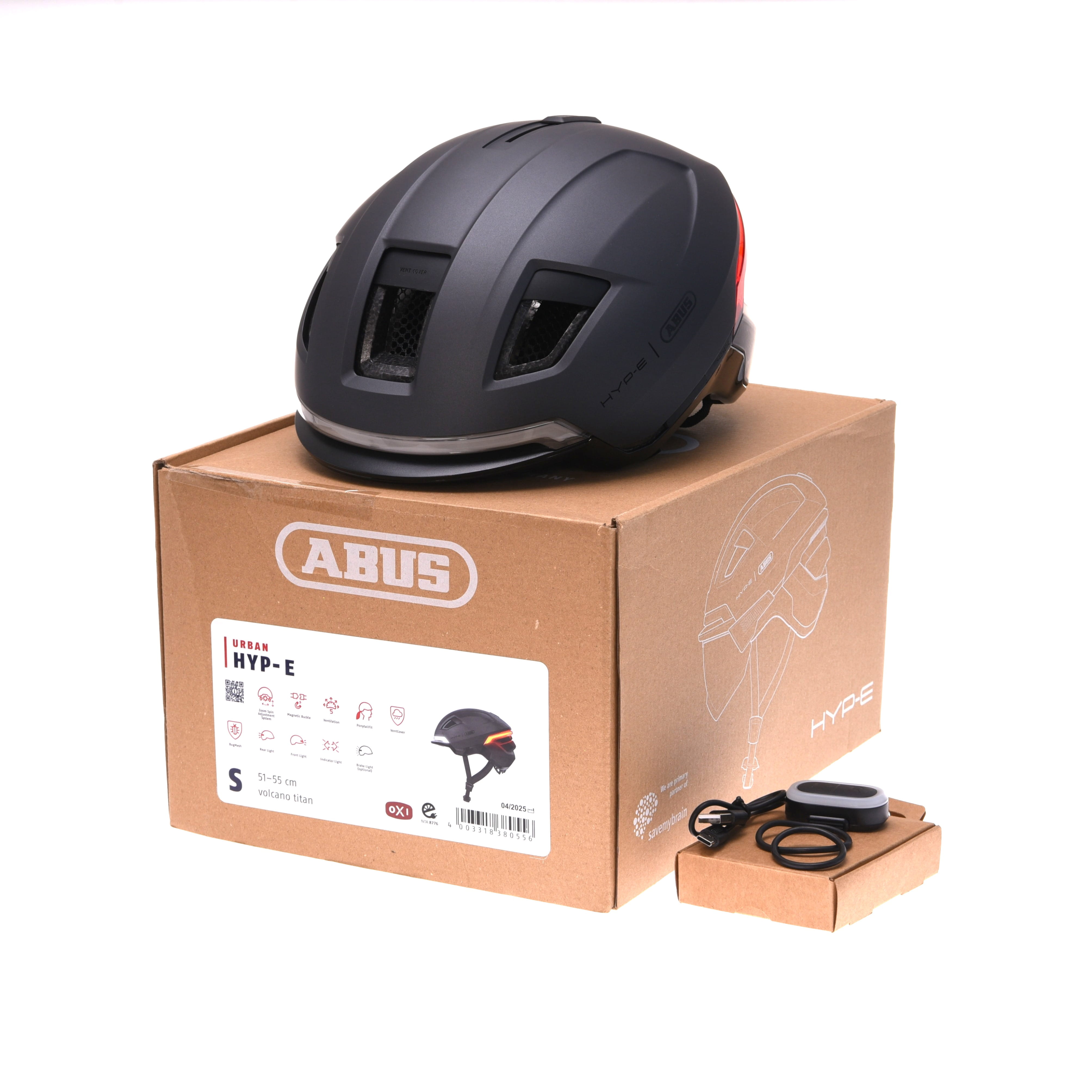ABUS HYP-E Helm mit Blinkern - Volcano Titan - S 51-55 cm (B-Ware)
