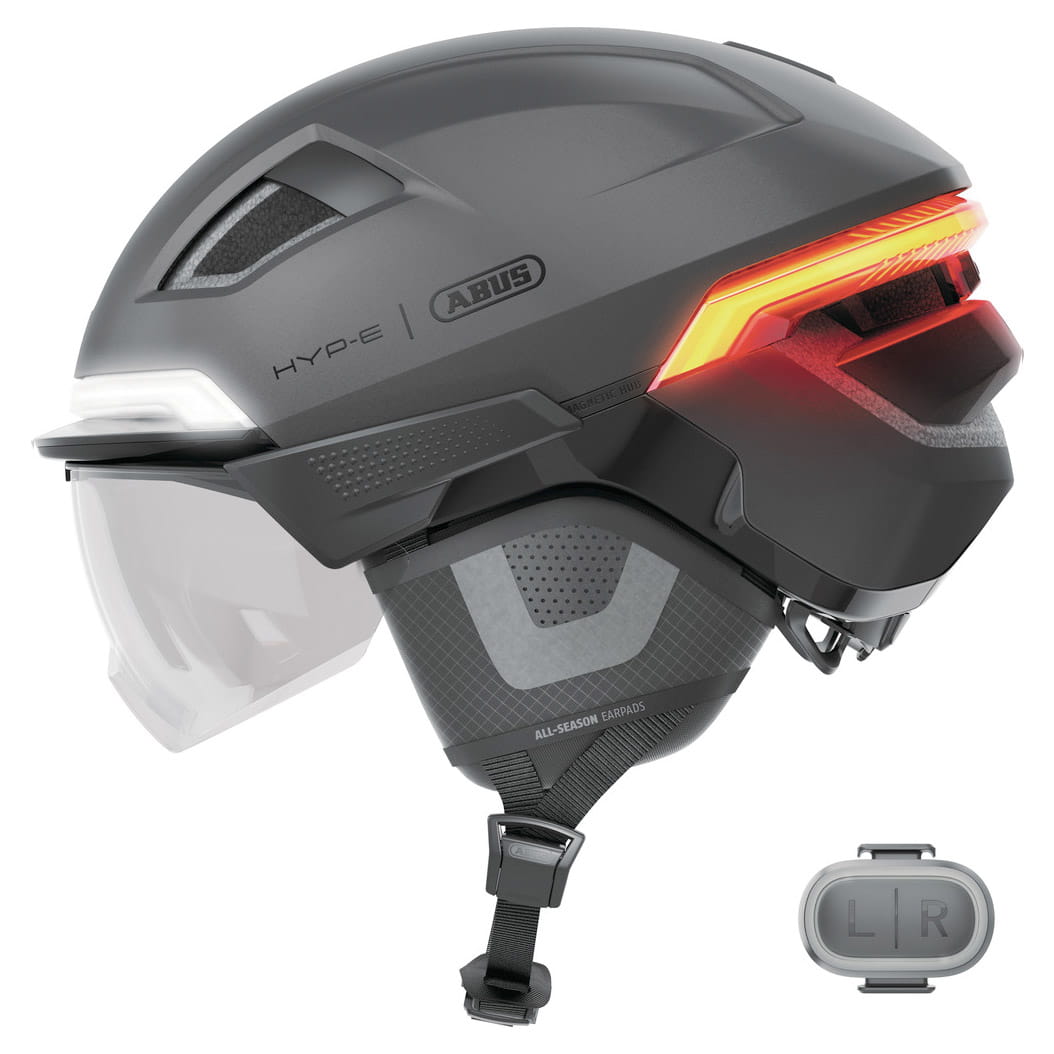 ABUS HYP-E ACE Helm mit Blinkern, Visier ABUS HYP-E ACE Helm mit Blinkern, Visier