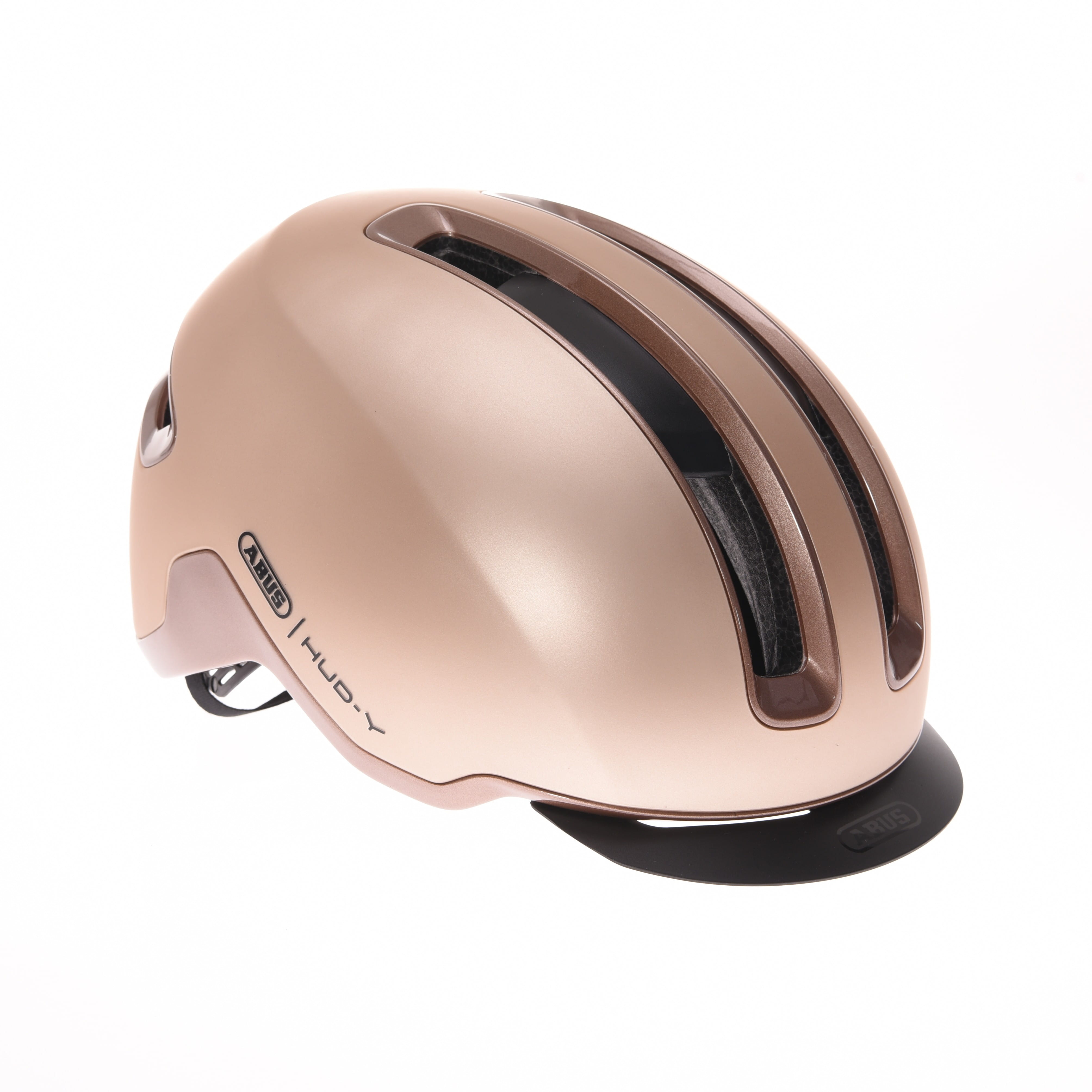 ABUS HUD-Y Fahrradhelm mit LED - Champagne Gold - S 51-55 cm (B-Ware)