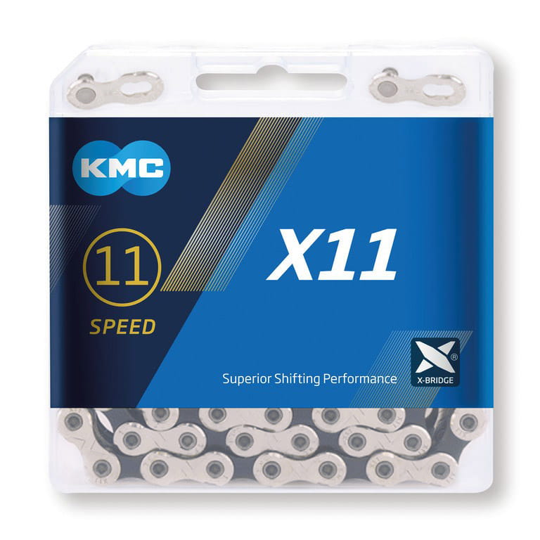 kmc-x11-kette-11-fach-silver-black-bx11nb114-01 KMC X11 Kette 114/118 Glieder 11-fach