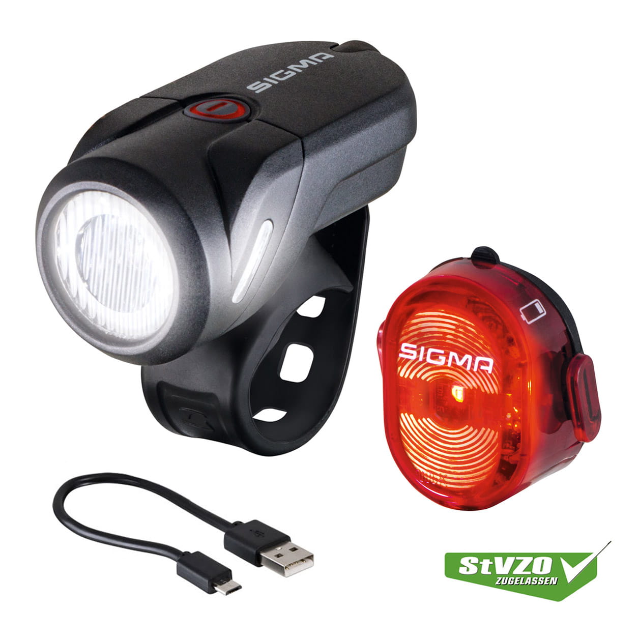 sigma-aura-35-usb-frontleuchte-set-nugget-ruecklicht Sigma AURA 35 LED Bike Light and Rear Light Nugget II with USB