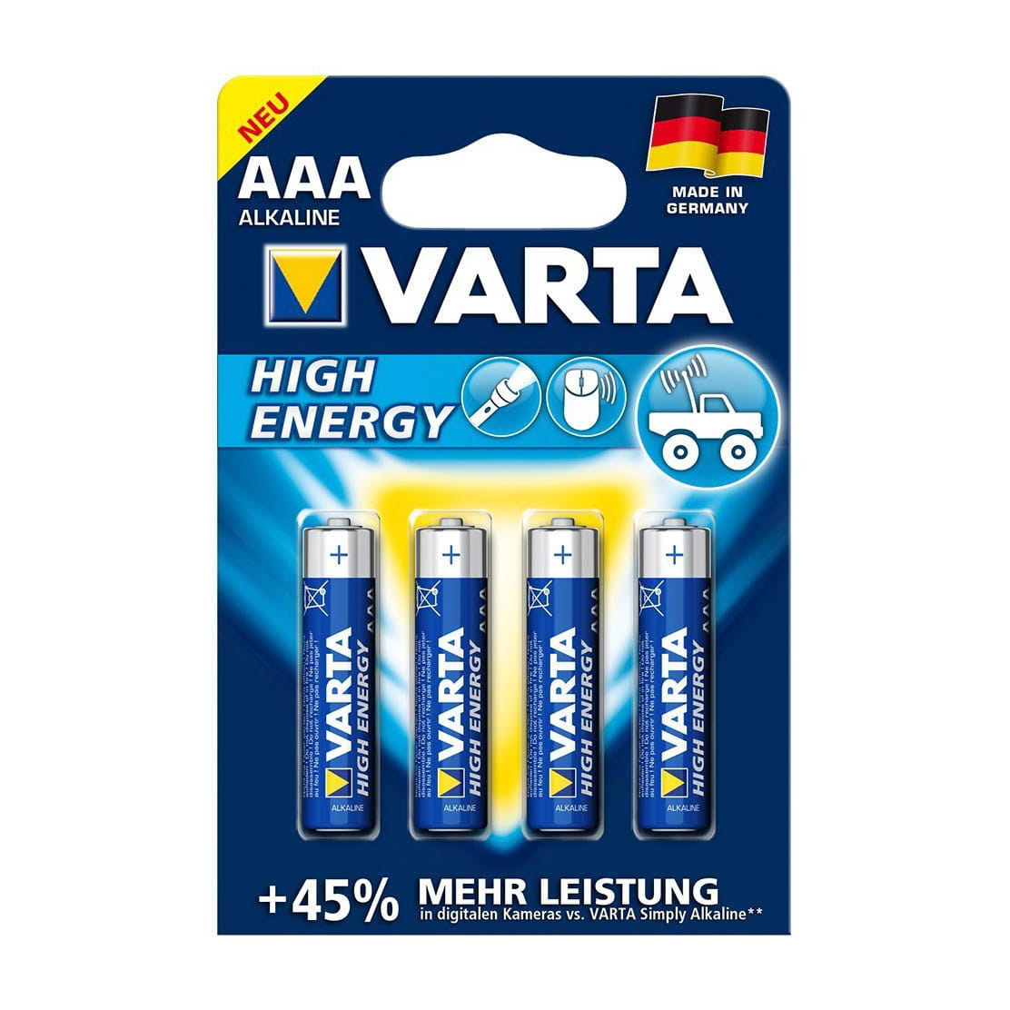 varta-batterie-aaa-4er VARTA High Energy Batterie AAA LR03 Micro 4er