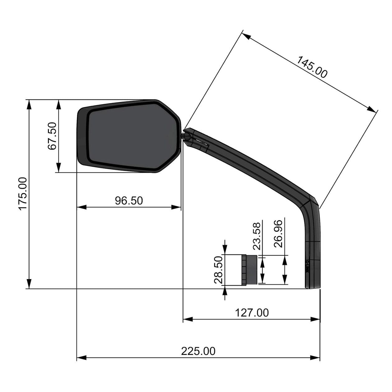 CONTEC E-View Fahrradspiegel - 360° Verstellbar, Edelstahllinse, Für 22,2mm Lenker